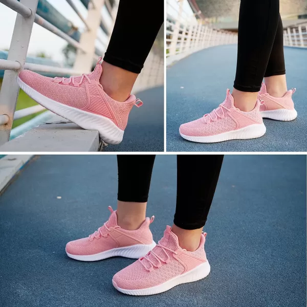 imageWomens Workout Running Shoes  Breathable Comfortable Lightweight Shoes Tennis Sneakers for Walking Gym WorkAupgradesdeep Pink