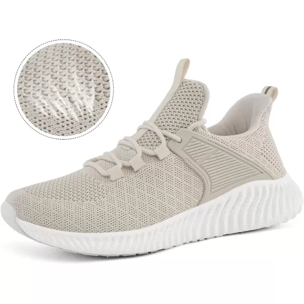 imageWomens Workout Running Shoes  Breathable Comfortable Lightweight Shoes Tennis Sneakers for Walking Gym WorkBeige