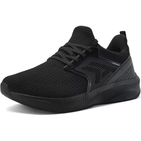 imageMens White Sneaker Tennis Shoes  Slip On Running Shoes Memory Foam Lightweight Casual Walking Shoes for Athletic Workout GymAll Black