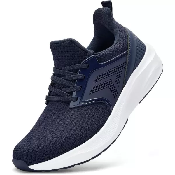 imageMens White Sneaker Tennis Shoes  Slip On Running Shoes Memory Foam Lightweight Casual Walking Shoes for Athletic Workout GymBlue