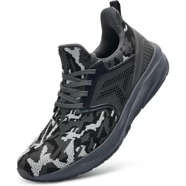 imageMens White Sneaker Tennis Shoes  Slip On Running Shoes Memory Foam Lightweight Casual Walking Shoes for Athletic Workout GymCamouflage Grey