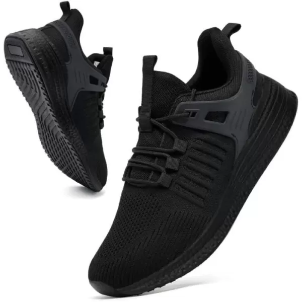 imageSDolphin Mens Running Shoes Sneakers  Tennis Workout Walking Gym Athletic Rubber Sole Breathable Comfortable Non Slip Fashion ShoesAall Blacklaces