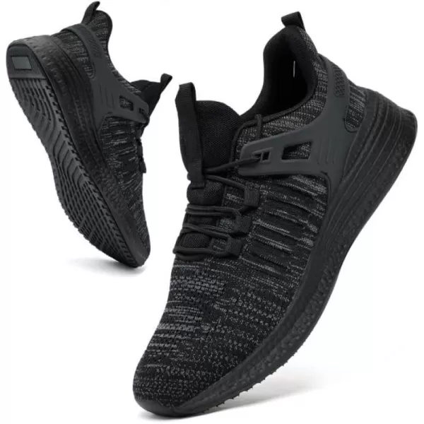 imageSDolphin Mens Running Shoes Sneakers  Tennis Workout Walking Gym Athletic Rubber Sole Breathable Comfortable Non Slip Fashion ShoesBmix All Blacklaces