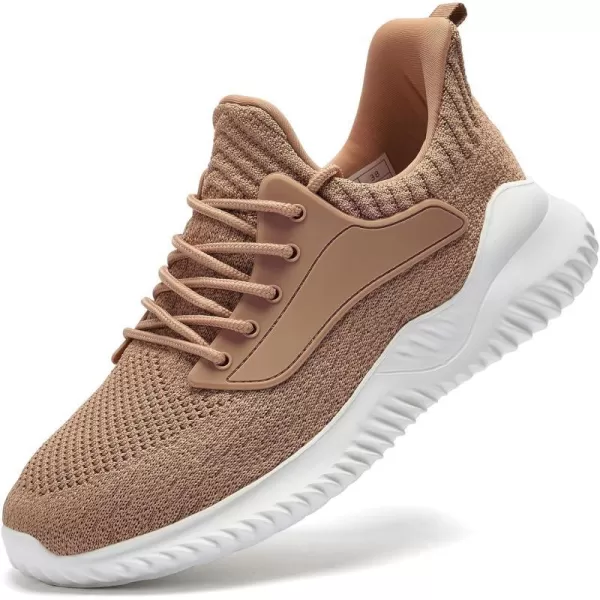 imageWomens Walking Shoes  Slip On Tennis Running Shoes Memory Foam Lightweight Breathable Comfortable Sneakers for Athletic Workout Gym NursingTan