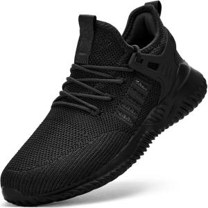 imageSDolphin Walking Shoes Mens Sneakers  Slip on Memory Foam Tennis Running Shoes for Athletic Workout Gym Jogging Lightweight Breathable Casual SneakersAll Black