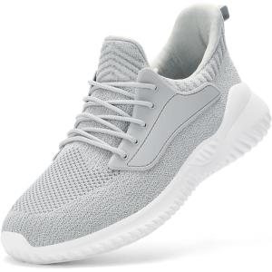 imageSDolphin Walking Shoes for Mens Sneakers  Slip on Athletic Running Tennis Shoes Comfortable Memory Foam Workout Gym Jogging Indoor Outdoor Lightweight Breathable Casual SneakersLight Grey