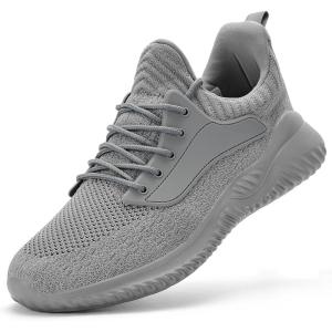 imageSDolphin Walking Shoes for Mens Sneakers  Slip on Athletic Running Tennis Shoes Comfortable Memory Foam Workout Gym Jogging Indoor Outdoor Lightweight Breathable Casual SneakersAll Grey