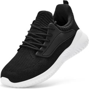 imageSDolphin Walking Shoes for Mens Sneakers  Slip on Athletic Running Tennis Shoes Comfortable Memory Foam Workout Gym Jogging Indoor Outdoor Lightweight Breathable Casual SneakersBlack White