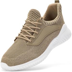 imageSDolphin Walking Shoes for Mens Sneakers  Slip on Athletic Running Tennis Shoes Comfortable Memory Foam Workout Gym Jogging Indoor Outdoor Lightweight Breathable Casual SneakersKhaki