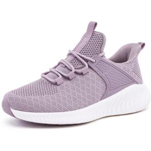 imageTennis Walking Shoe for Womens  Running Workout Sneakers Gym Memory Foam Comfortable Breathable Slip on Training Shoes Purple Size 85
