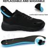 imageWide Toe Box Shoes for Men  Wide Width Walking Shoes Comfortable Athletic Running Tennis Jogging Workout Gym Sneakers for Swelling Bunion Plantar Fasciitis Feet NonSlip Rubber SoleAll Black
