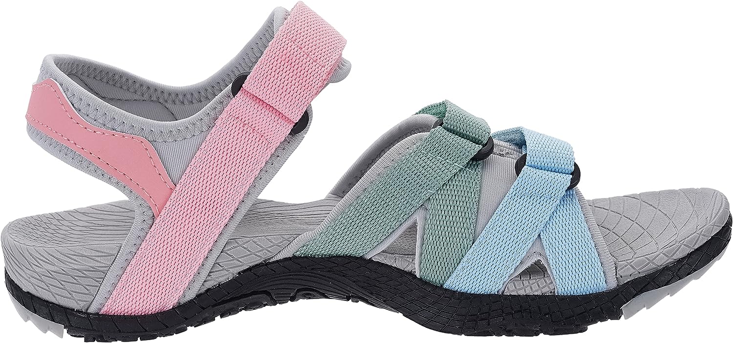 imageWHITIN Womens Hiking Sandals with Arch Support  Adjustable Hook and Loop Straps  Durable Sport Sandals for Outdoor AdventureC51  Colormulti