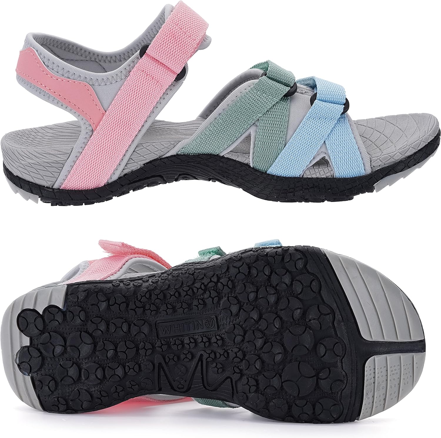 imageWHITIN Womens Hiking Sandals with Arch Support  Adjustable Hook and Loop Straps  Durable Sport Sandals for Outdoor AdventureC51  Colormulti