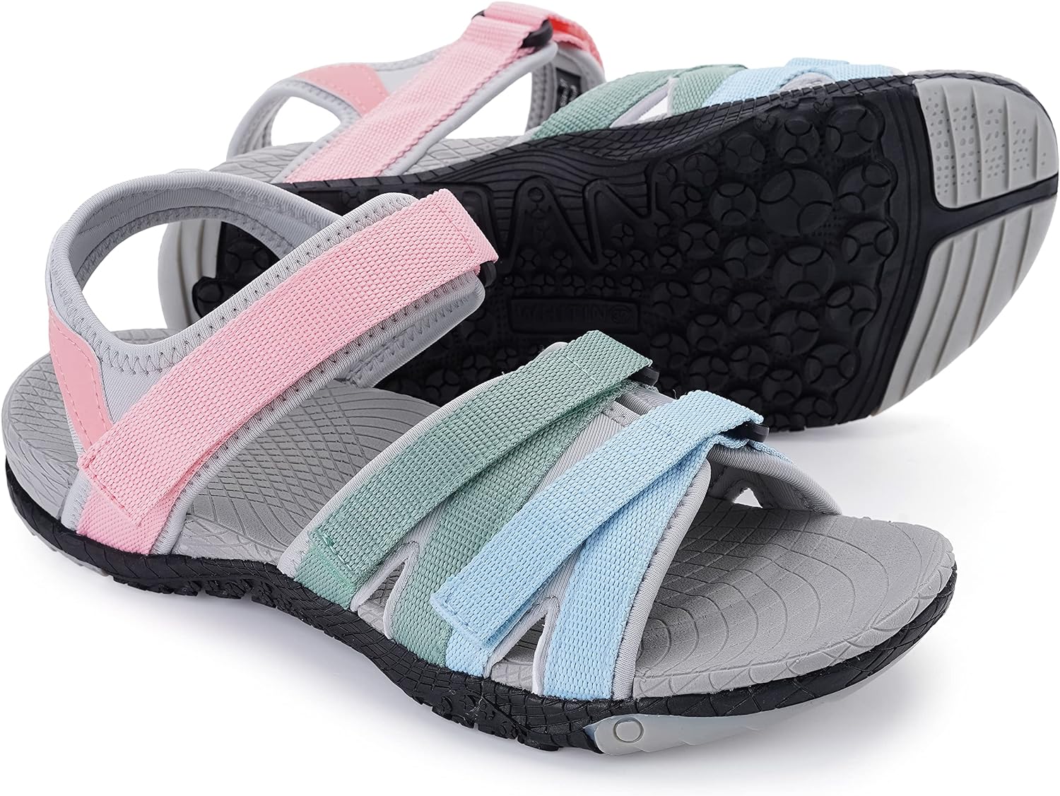 imageWHITIN Womens Hiking Sandals with Arch Support  Adjustable Hook and Loop Straps  Durable Sport Sandals for Outdoor AdventureC51  Colormulti