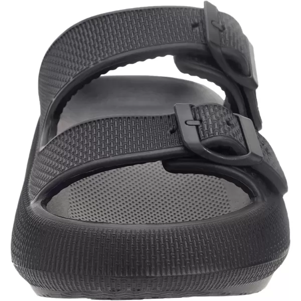 imageBRONAX Pillow Slippers for Women and Men  Adjustable Double Buckle Shower Slides  Cushioned Thick Sole SandalsY15  All Black