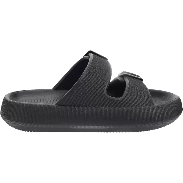 imageBRONAX Pillow Slippers for Women and Men  Adjustable Double Buckle Shower Slides  Cushioned Thick Sole SandalsY15  All Black