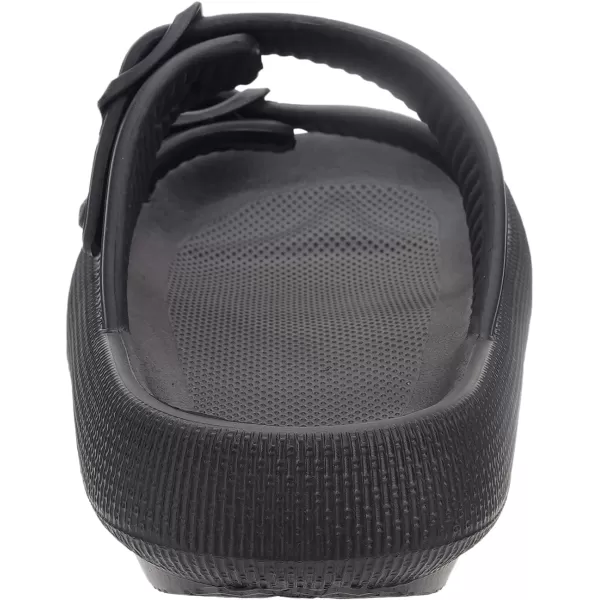 imageBRONAX Pillow Slippers for Women and Men  Adjustable Double Buckle Shower Slides  Cushioned Thick Sole SandalsY15  All Black