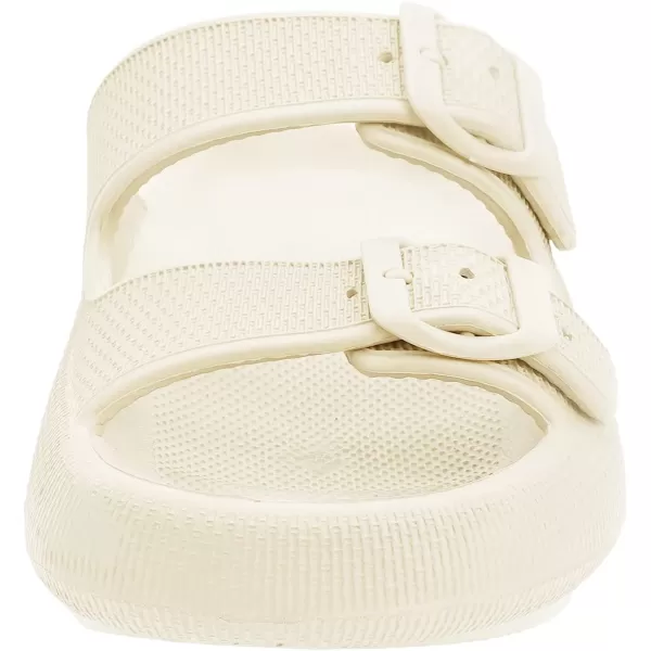imageBRONAX Pillow Slippers for Women and Men  Adjustable Double Buckle Shower Slides  Cushioned Thick Sole SandalsY15  Beige