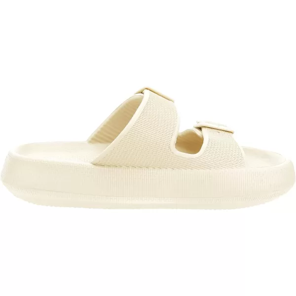 imageBRONAX Pillow Slippers for Women and Men  Adjustable Double Buckle Shower Slides  Cushioned Thick Sole SandalsY15  Beige