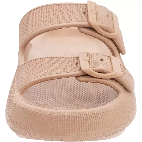 imageBRONAX Pillow Slippers for Women and Men  Adjustable Double Buckle Shower Slides  Cushioned Thick Sole SandalsY15  Brown