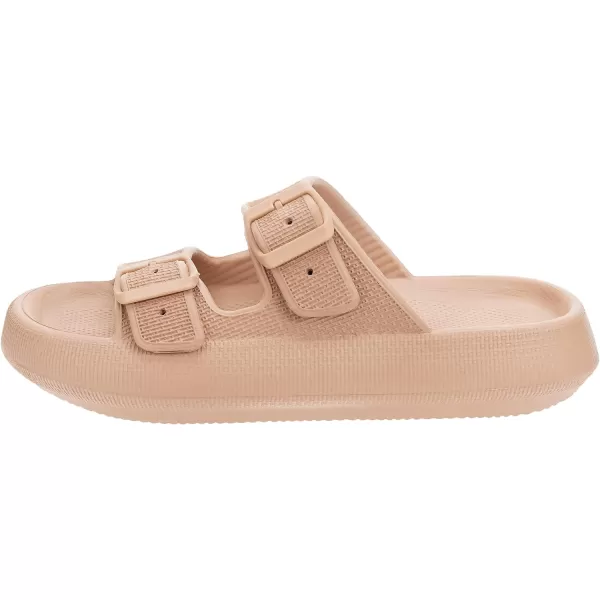 imageBRONAX Pillow Slippers for Women and Men  Adjustable Double Buckle Shower Slides  Cushioned Thick Sole SandalsY15  Brown