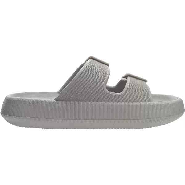 imageBRONAX Pillow Slippers for Women and Men  Adjustable Double Buckle Shower Slides  Cushioned Thick Sole SandalsY15  Dark Grey
