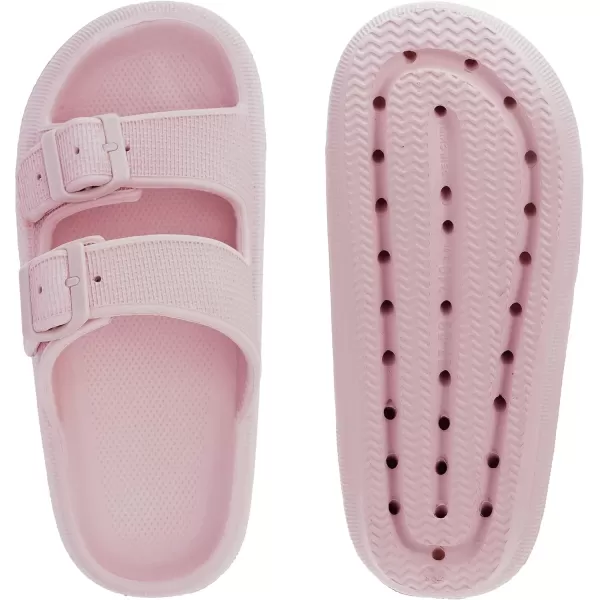 imageBRONAX Pillow Slippers for Women and Men  Adjustable Double Buckle Shower Slides  Cushioned Thick Sole SandalsY15  Pink