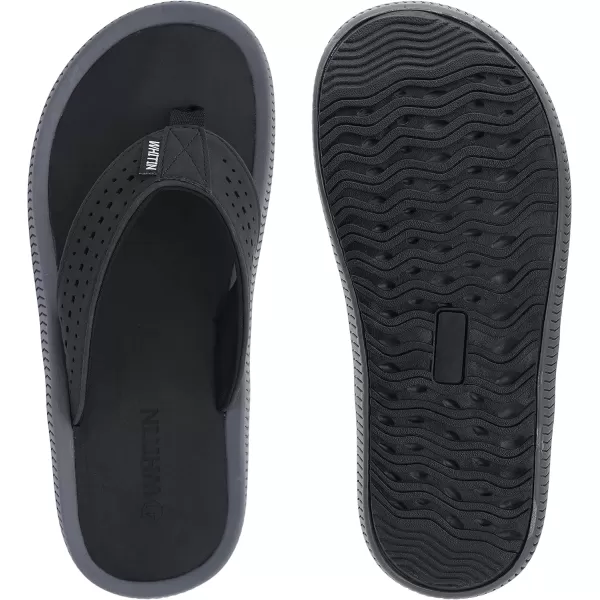imageMens Arch Support Flip Flops Wide Toe Thong SandalBlack