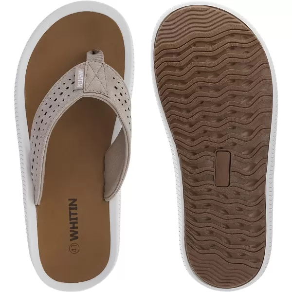 imageMens Arch Support Flip Flops Wide Toe Thong SandalKhaki