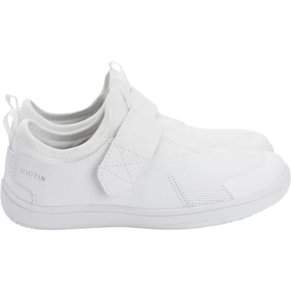 imageWHITIN LittleBig Kid Wide Width Barefoot Shoes  BoysGirls Minimalist Elastic Opening Sneakers  Flexible Zero Drop SoleW8k3  All White