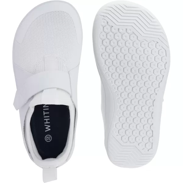 imageWHITIN LittleBig Kid Wide Width Barefoot Shoes  BoysGirls Minimalist Elastic Opening Sneakers  Flexible Zero Drop SoleW8k3  All White