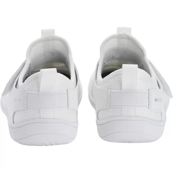 imageWHITIN LittleBig Kid Wide Width Barefoot Shoes  BoysGirls Minimalist Elastic Opening Sneakers  Flexible Zero Drop SoleW8k3  All White