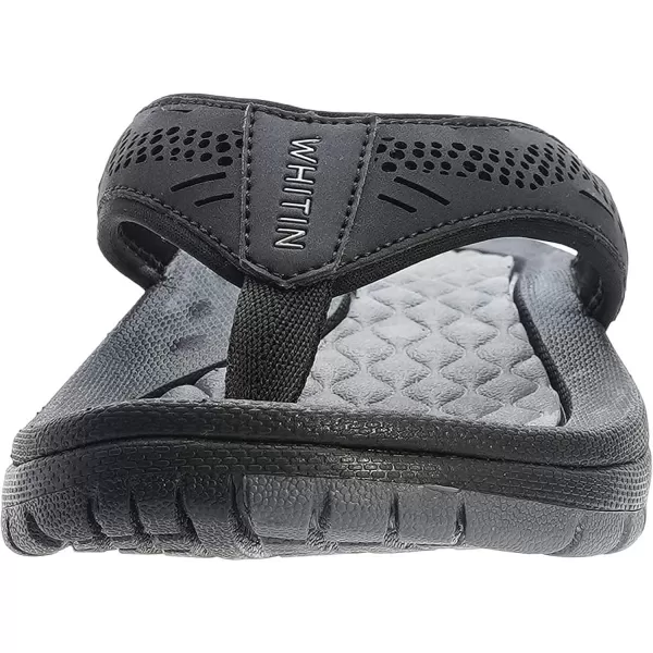 imageWHITIN Mens Flip Flops  Outdoor Thong Sandals  Arch Support  Slip ResistantBlack