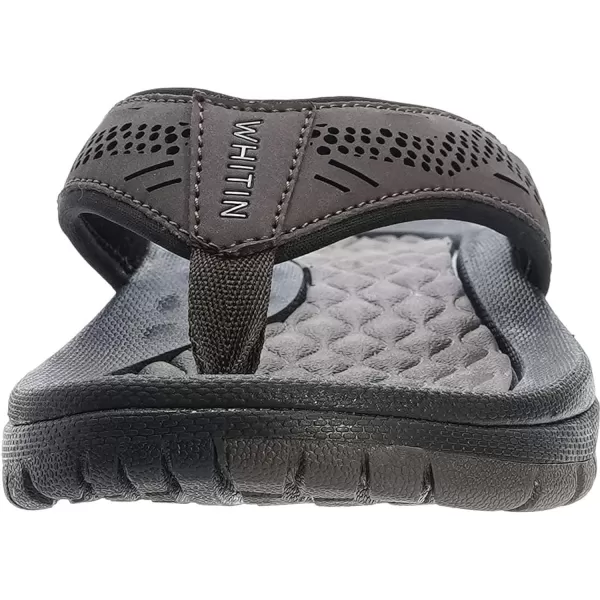 imageWHITIN Mens Flip Flops  Outdoor Thong Sandals  Arch Support  Slip ResistantBrown