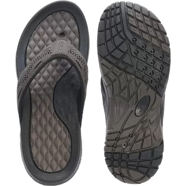 imageWHITIN Mens Flip Flops  Outdoor Thong Sandals  Arch Support  Slip ResistantBrown