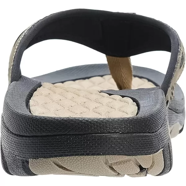 imageWHITIN Mens Flip Flops  Outdoor Thong Sandals  Arch Support  Slip ResistantKhaki