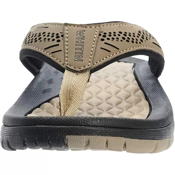 imageWHITIN Mens Flip Flops  Outdoor Thong Sandals  Arch Support  Slip ResistantKhaki