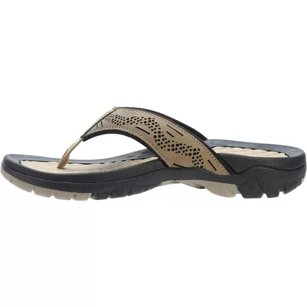 imageWHITIN Mens Flip Flops  Outdoor Thong Sandals  Arch Support  Slip ResistantKhaki
