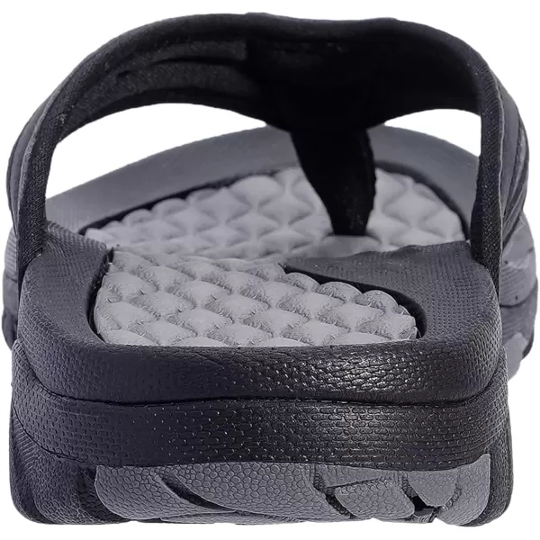 imageWHITIN Mens Flip Flops  Outdoor Thong Sandals  Arch Support  Slip ResistantMesh Black