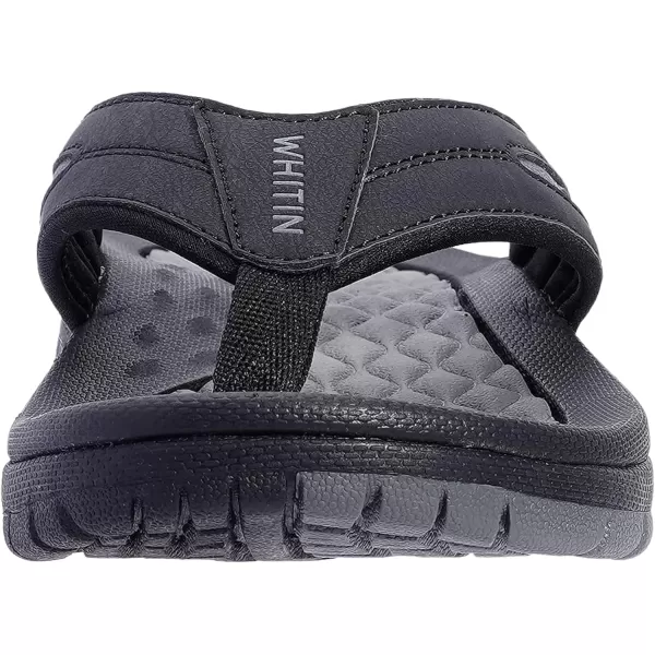 imageWHITIN Mens Flip Flops  Outdoor Thong Sandals  Arch Support  Slip ResistantMesh Black