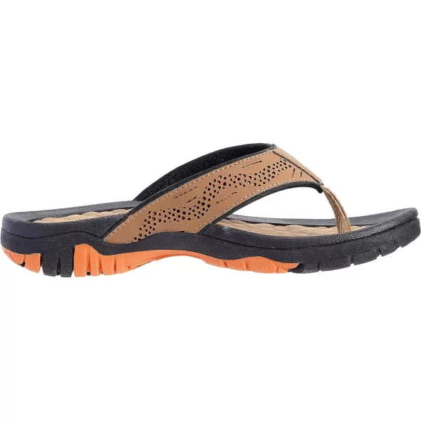 imageWHITIN Mens Flip Flops  Outdoor Thong Sandals  Arch Support  Slip ResistantOrange Brown