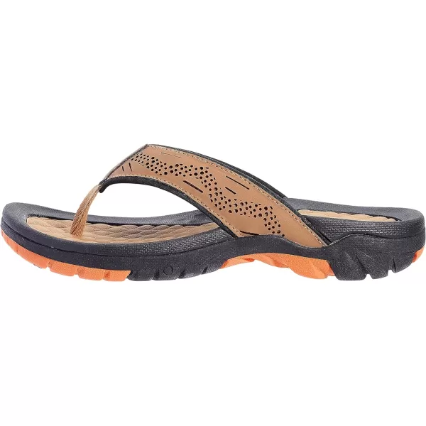 imageWHITIN Mens Flip Flops  Outdoor Thong Sandals  Arch Support  Slip ResistantOrange Brown