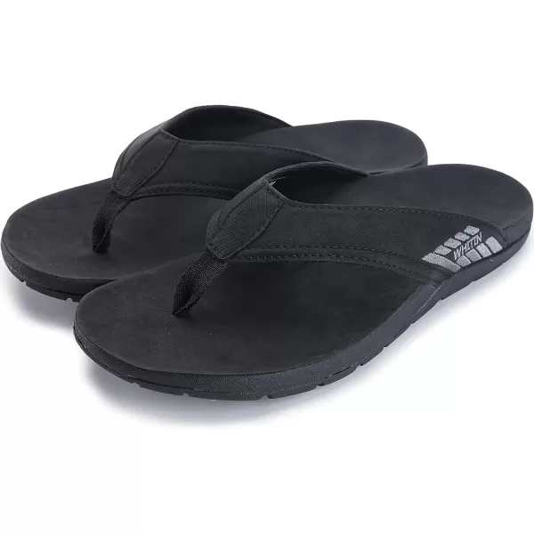 imageWHITIN Mens Leather Arch Support Flip Flops  Orthotic Thong SandalsC61  Black