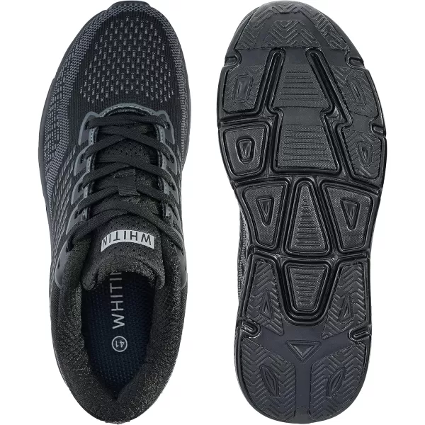 imageWHITIN Mens Max Cushioned Running Shoes  Superior Comfort Yet Remaining StabilityS62  All Black