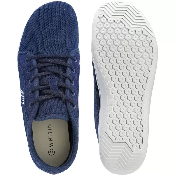 imageWHITIN Mens Minimalist Barefoot Sneakers  Wide fit  Zero Drop Sole  Upgraded FootbedDark Blue  Upgraded Insole 