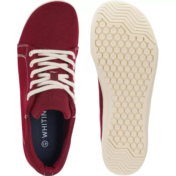 imageWHITIN Mens Minimalist Barefoot Sneakers  Wide fit  Zero Drop Sole  Upgraded FootbedW71v5  Red Beige