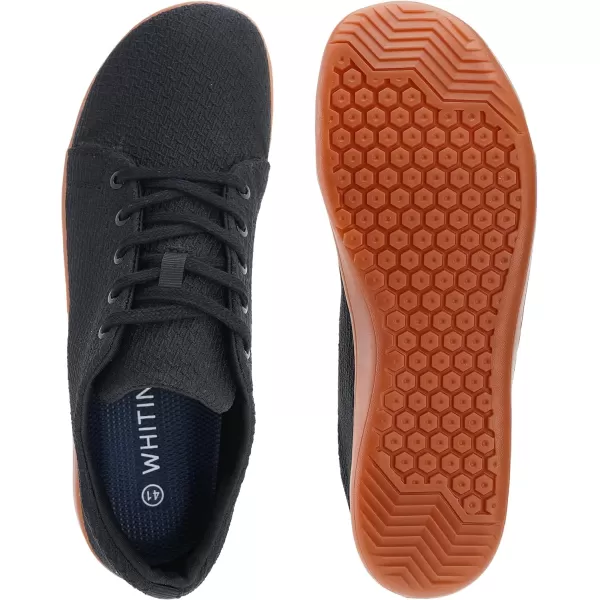 imageWHITIN Mens Minimalist Barefoot Sneakers  Wide fit  Zero Drop Sole  Upgraded FootbedW71v6  Black Gum