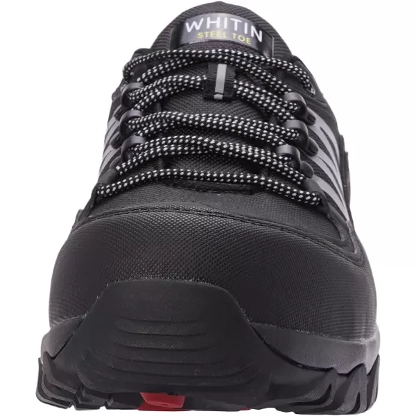imageWHITIN Mens Steel Toe Slip Resistant Puncture Proof Construction Safety Work ShoesBlack