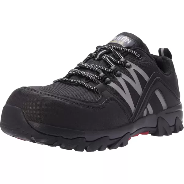imageWHITIN Mens Steel Toe Slip Resistant Puncture Proof Construction Safety Work ShoesBlack