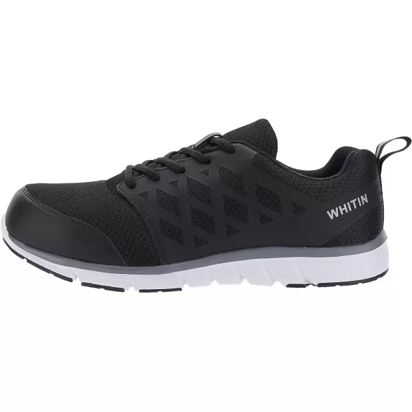 imageWHITIN Mens Steel Toe Slip Resistant Puncture Proof Construction Safety Work ShoesMesh Black